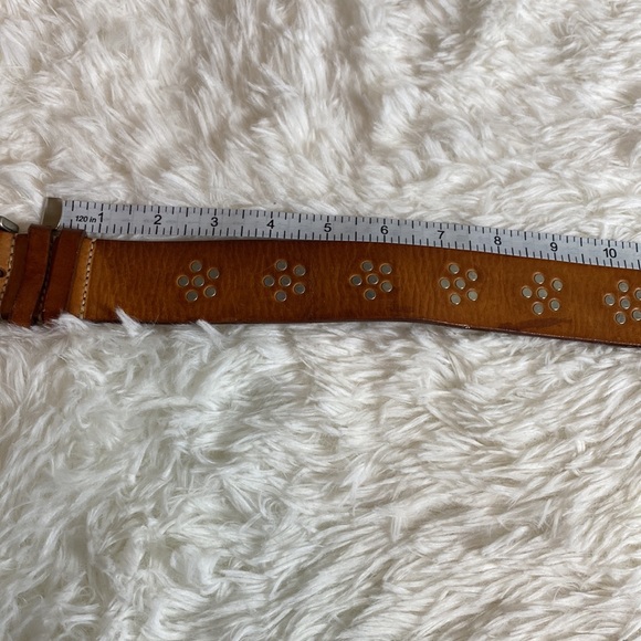 Qualheim Bollorini Brown Leather Silver Studded Belt Made in Italy - Picture 4 of 7
